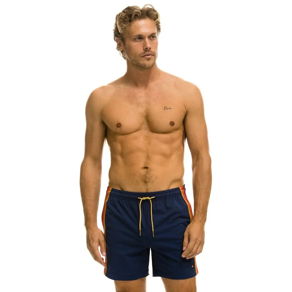 Aviator Nation Men's 32 Navy Blue 5 Stripe Flex Board Shorts 5